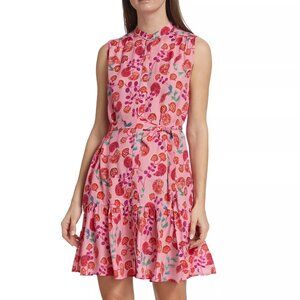 Tilly Belted Floral Minidress in "Ammonite Rose"